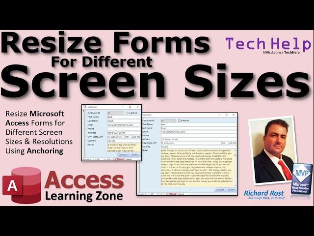 Resize Microsoft Access Forms for Different Screen Sizes & Resolutions Using Anchoring. Zoom In/Out.