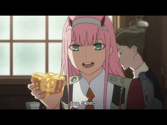 Zero Two feeding Hiro