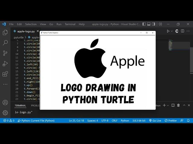 APPLE Logo Drawing Using Python Turtle | Python Turtle Graphics | Python Animation | iPhone| @Apple