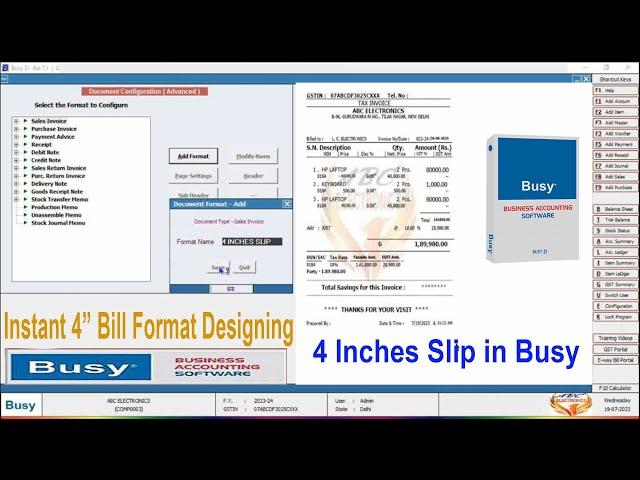 4 Inches Bill Format Designing in Busy | Instant 4" Slip Format configuration | Busy Tutorial Hindi