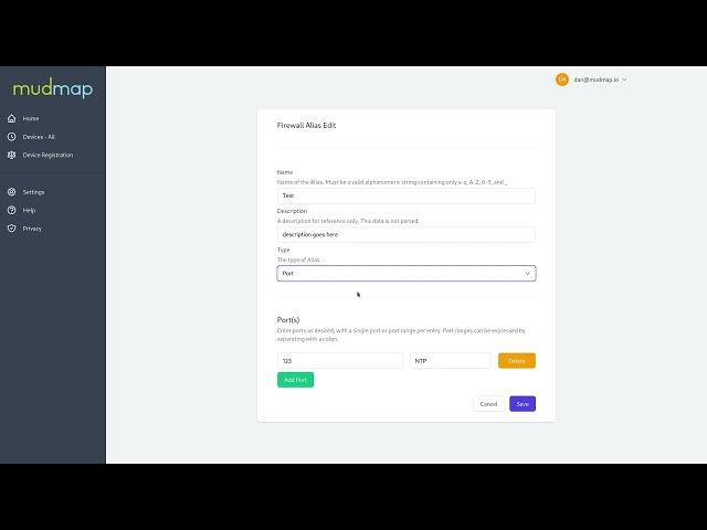 How to create a firewall alias in Mudmap