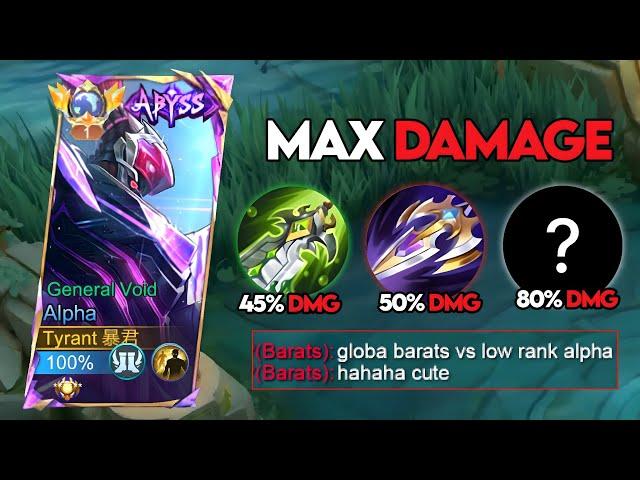 ALPHA ABUSE NEW MAX DAMAGE BUILD AND EMBLEM  (true damage abuse must try)