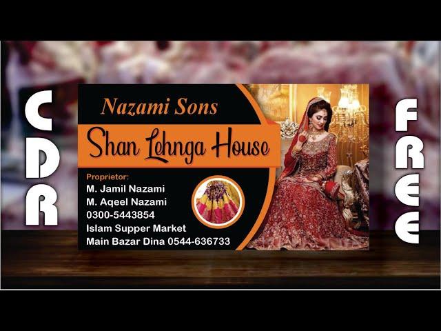 #CDR_FREE Lehnga House Shop Banner Business Card Design in Coreldaw Tutorial 2021 Urdu ||