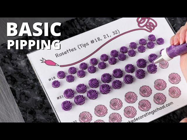 Practice basic pipping skill with templates [ Cake Decorating For Beginners ]