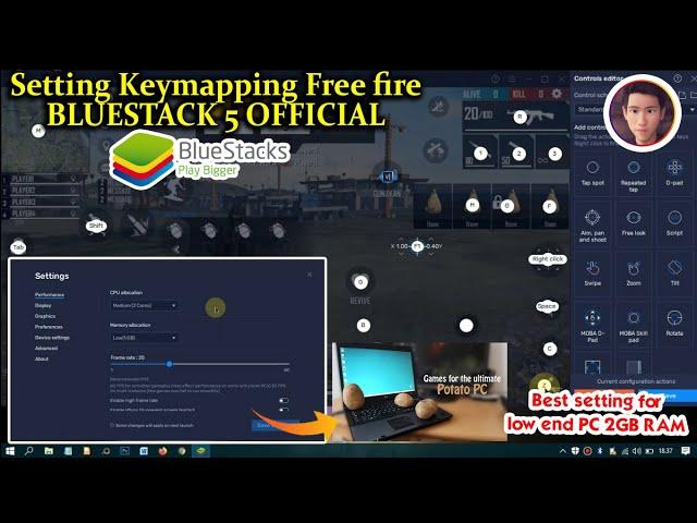 Best Setting Bluestack 5 and Control Keymapping Free Fire for low end pc