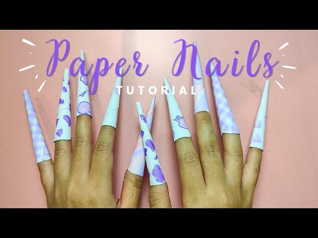 [paperdiy] Tutorial how to make paper nails kuromi purple theme 