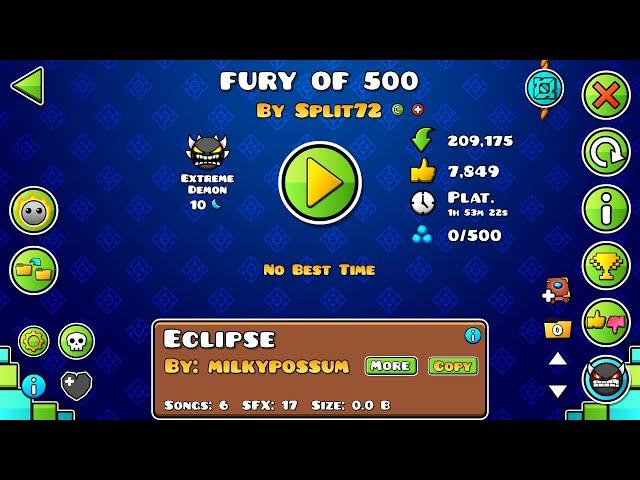 Los 500 cuartos del dolor -Geometry Dash-[FURY OF 500] [Directo Extensible] [2] [Room actual: 178]