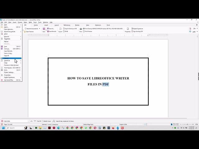 How to Save as PDF in LibreOffice Writer