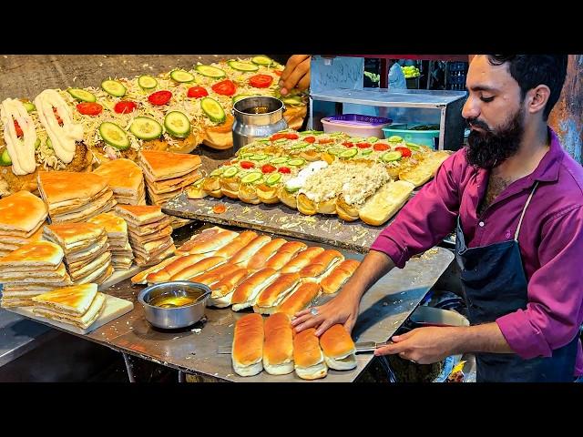 SINDHI EGG BURGER: Pakistani Food Street Special Anda Bun Kabab! Street Food Egg Shami Burger Making