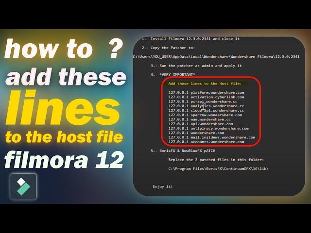 Add these lines to the host file | Filmora Host File  | Host File Filmora