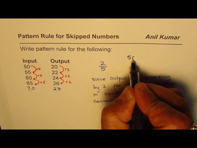 Develop Input Output Pattern Rule for Skipped Numbers