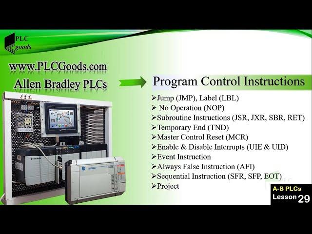 RSLogix 5000 JSR JXR SBR RET instructions parameter setting & JMP to subroutines Allen Bradley PLCs