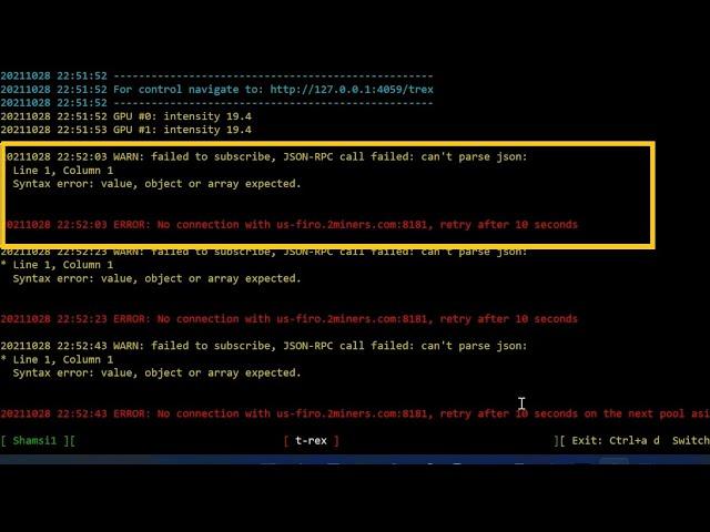 How to fix Connection Error while FIRO Coin Mining