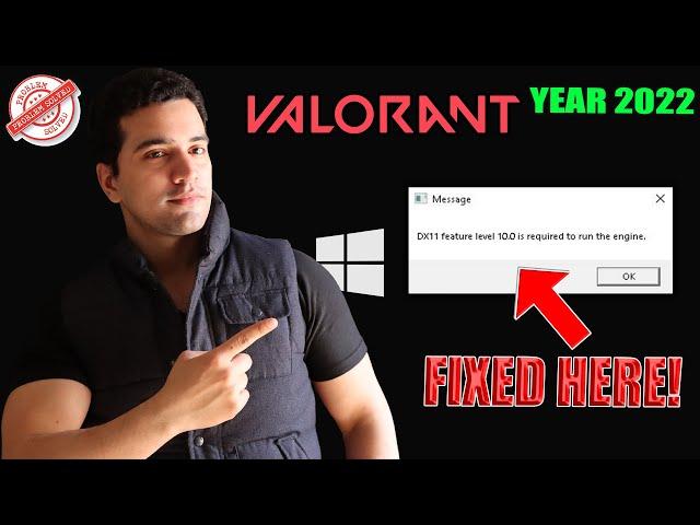 How To Fix Valorant DX11 Feature Level 10 0 is required to run the engine | Valorant DX11 Error Fix