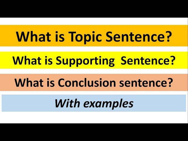 What is topic sentence? what is conclusion sentence? what is supporting sentence with examples.