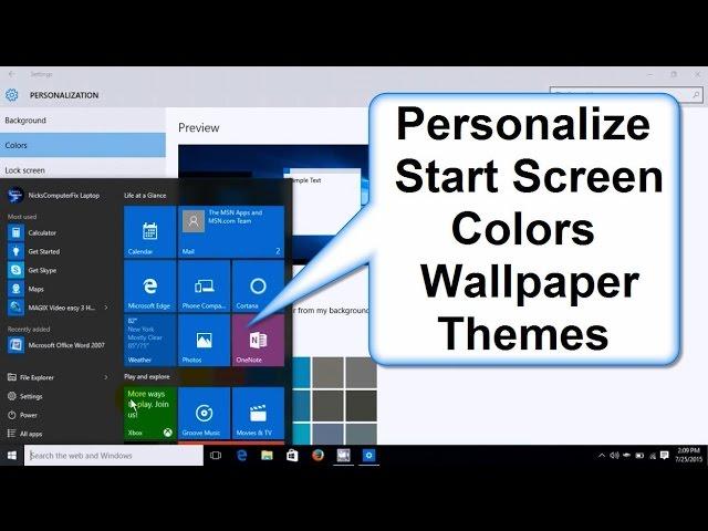 How to Change Windows 10 Start Screen Colors, Background, Wallpaper & Themes - Easy How To