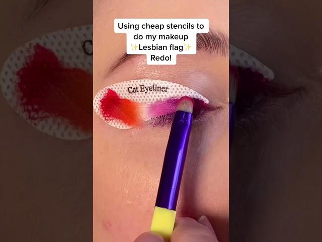 Using cheap stencils to do my makeup - Lesbian flag (requested on tiktok)