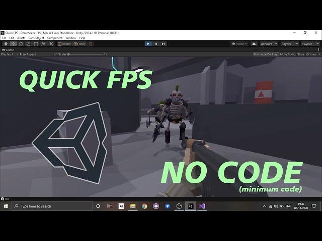 How to make a quick FPS shooter game in Unity|FPS tutorial game with no code in Unity(minimum code)