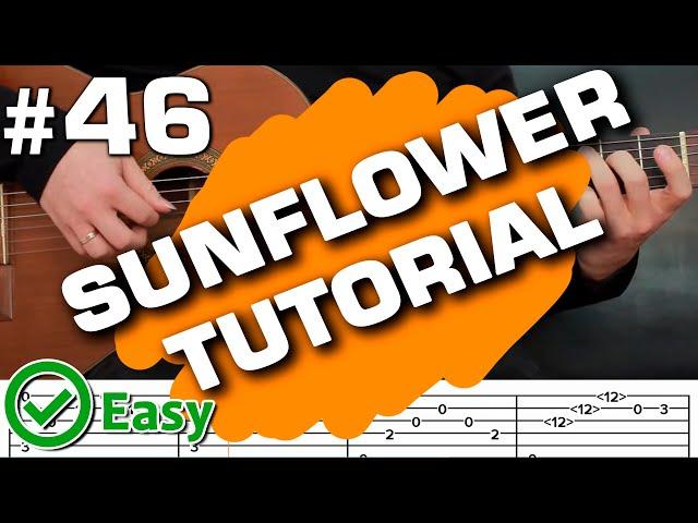 sunflower guitar tutorial fingerstyle easy tabs (guitarclub4you)