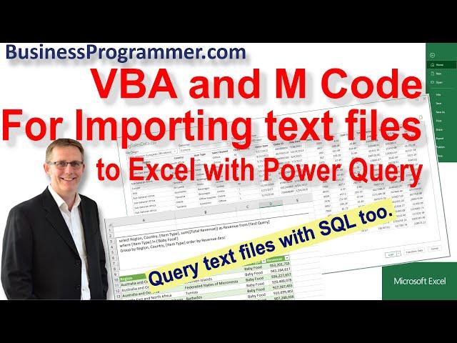 Power Query Using VBA and Sql To Import Text File.