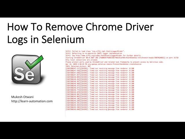 How To Remove Chrome Warning In Selenium WebDriver-  Fix Timed out receiving message from renderer: