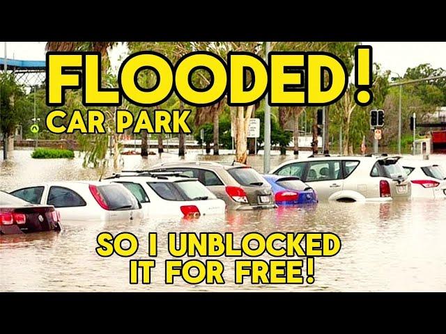 I couldn't resist unblocking this car park drain in Australia