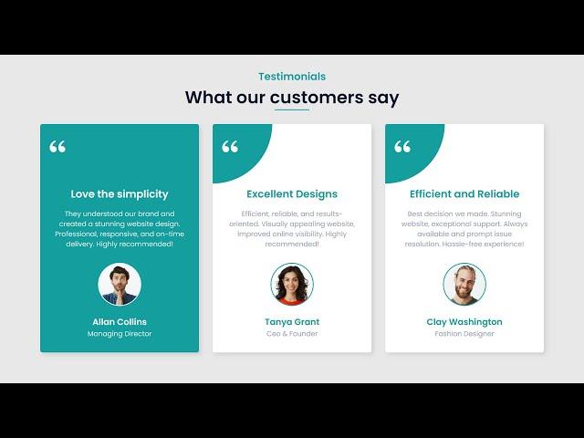 Animated Testimonials Section Using only HTML & CSS