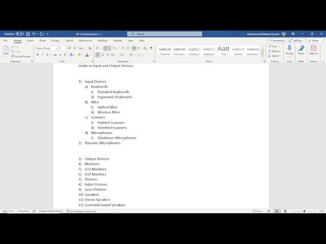 Create Multilevel list | lesson 34 | word 365 tutorials