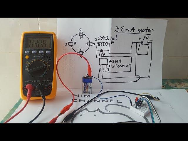 Pulse motor using A3144 Hall sensor, miliampere working - Mr. Mim