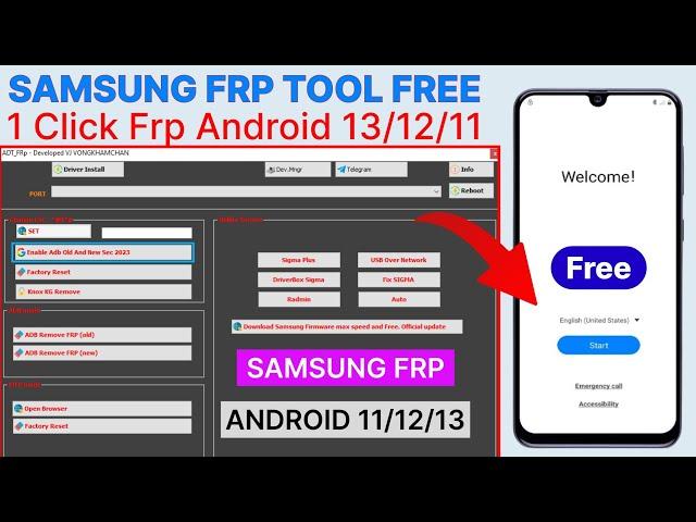 Samsung Frp Bypass 2024 ADB Enable Fail Android 13 12 11 One Click ADB Tool