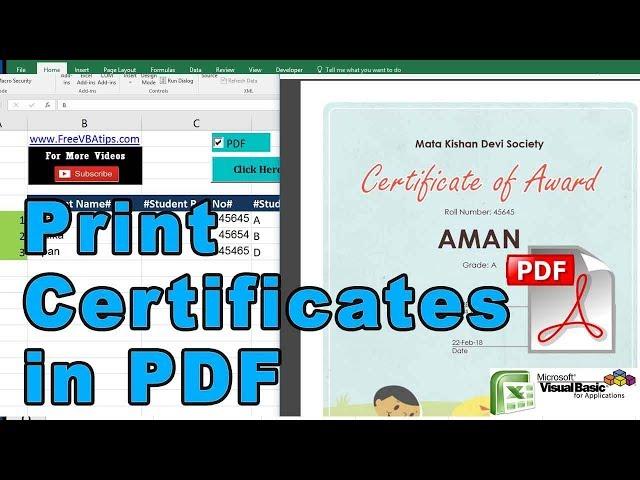 vba print certificates in PDF or word - free vba automation - vbatip#40