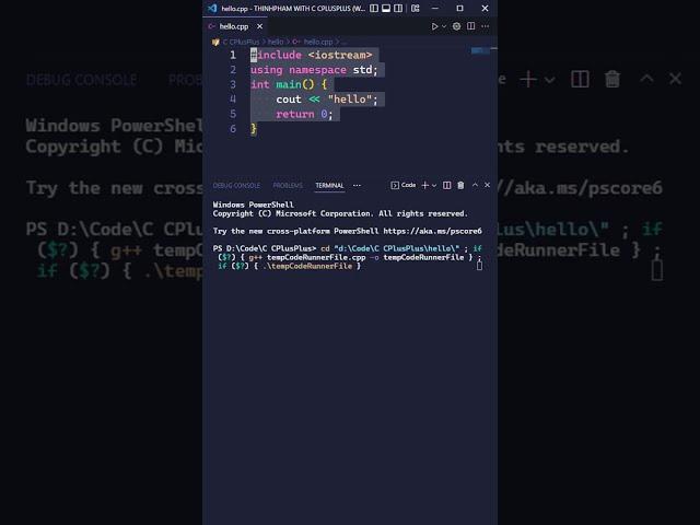 Run C++ Program On Visual Studio Code | THINHPHAM #shorts