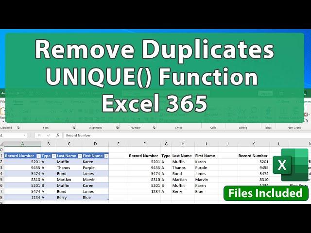 UNIQUE() Function for Excel 365 - Remove Duplicates Using Formulas