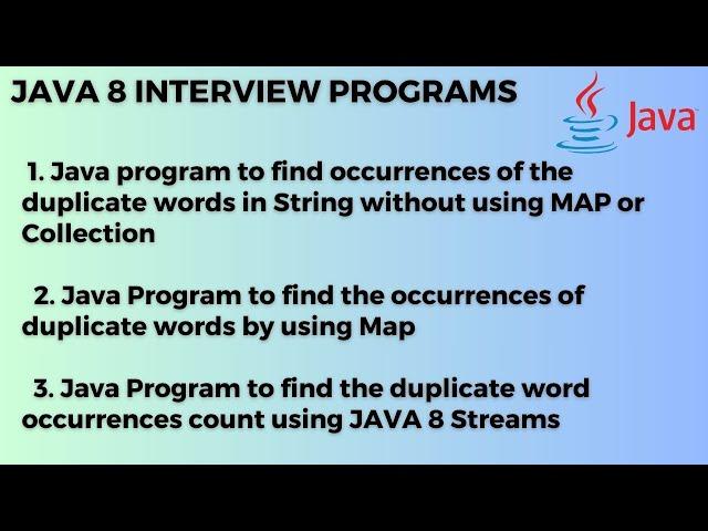 Java 8 Program to find the duplicate word occurrences count using Streams| Java 8 Interview Programs