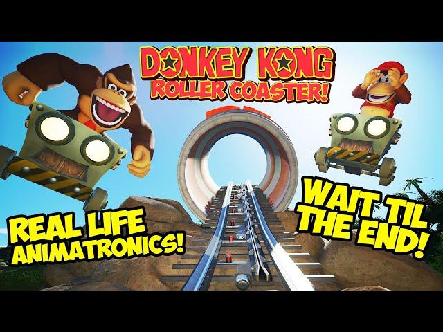 The New DONKEY KONG Mine Coaster Jumps Tracks!! POV