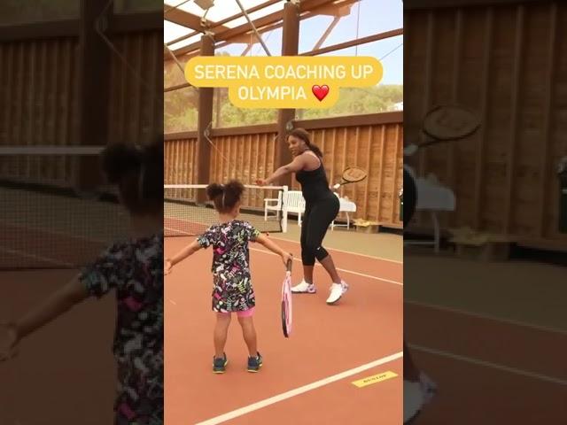 Serena Williams And Her Daughter Olympia Playing Tennis 