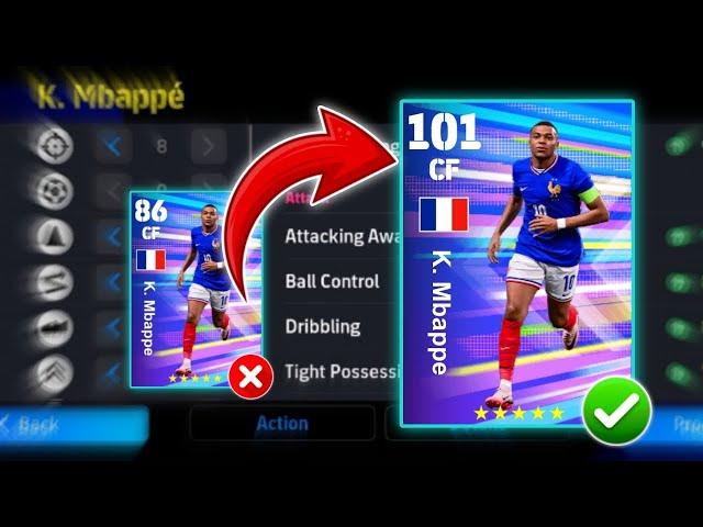 How To Train 101 Rated K. Mbappe in eFootball 2024 Mobile | New Mbappe Max Level Playstyle