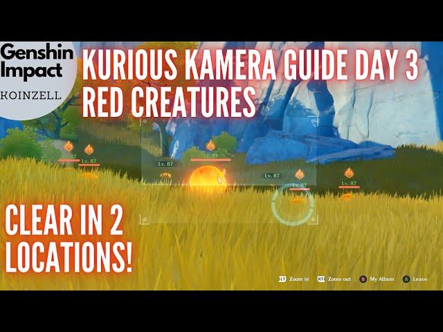 Genshin Impact Kurious Kamera Quest Guide Day 3 Red Creatures - Clear in 2 Locations!