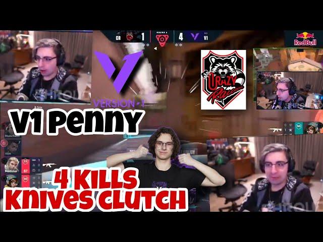 #SHROUD reacts to Version1 PENNY 4 kills Jett Knives Clutch || #VALORANT VCT Masters ICELAND