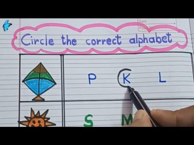 Worksheet/Circle the correct alphabet for the picture/Kids Special Learning