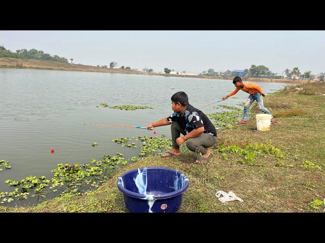 Best Hook Fishing 2024  || Traditional Two Boy Hunting Big Fish From Beautiful Nature #fish_video