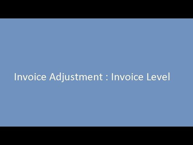 Invoice Adjustment 2 : Invoice level