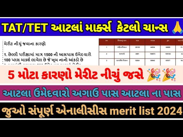 TET/TAT માં આટલાં માર્ક્સ છે તો કાયમી શિક્ષક થસો ||જુઓ તમારું મેરીટ લિસ્ટ સંપૂર્ણ એનાલિસિસ સાથે 