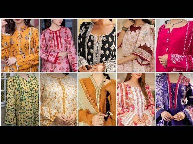 30+Lace neck design on Kurtis/Punjabi suit/ Lawn cotton suit lace design/Lace neck Sleeves designs