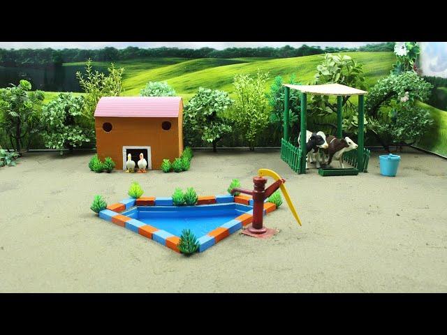 Build a Miniature Country Farm Diorama with Cow Barn and mini pool - Cattle Farm - Idea No 21