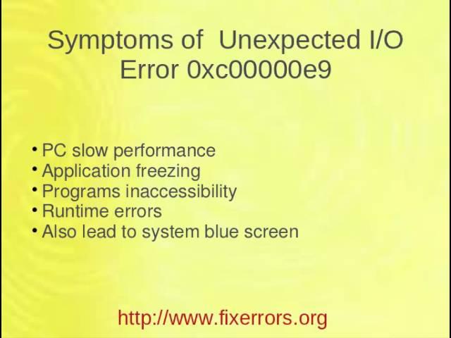 Unexpected IO Error 0xc00000e9 Fix Tool for Windows