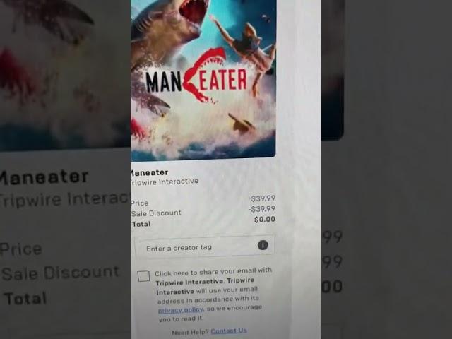 Get Man Eater game free on Epic Games store free until 6/16/2022