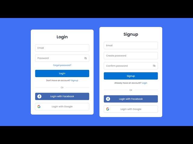 Responsive Login and Signup Form in HTML CSS & JavaScript