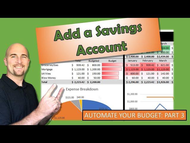 Add a Savings Account | Automate your Budget | Excel Budget Template | Personal Finance