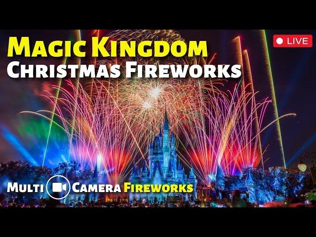 LIVEMagic Kingdom Minnie's Christmastime Fireworks In Multi-Camera | Disney World Livestream 4K